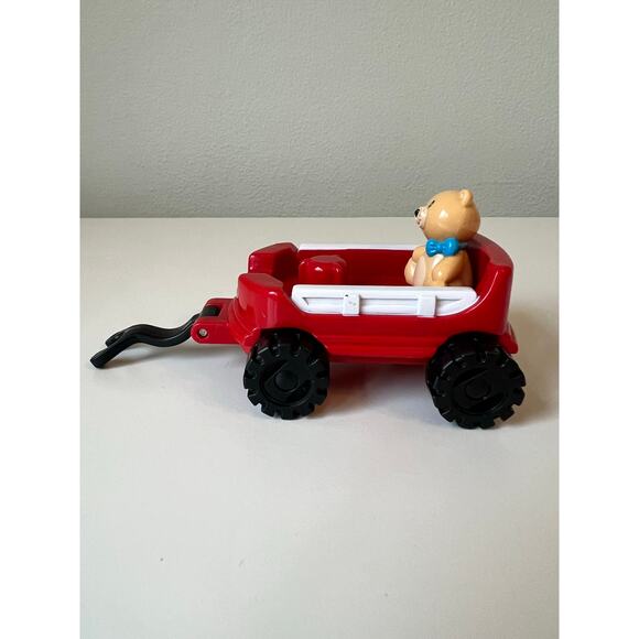 Fisher-Price Little People Red Wagon with Teddy Bear 2001 Rare - Picture 5 of 6